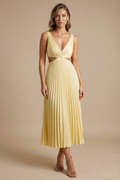 Elena Midi Dress Pleated V-Neck Sleeveless