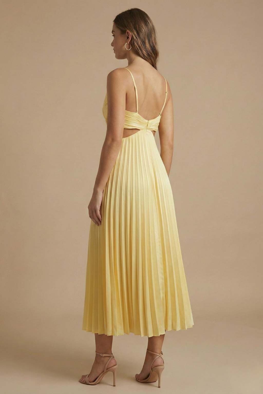 Elena Midi Dress Pleated V-Neck Sleeveless
