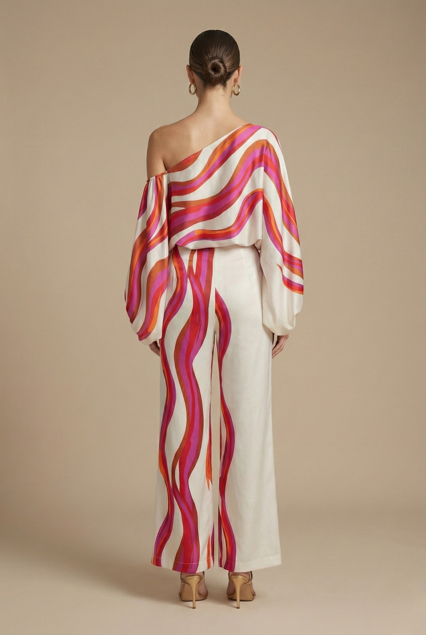 Priya Two-Piece Set Off-Shoulder Printed Wide-Leg
