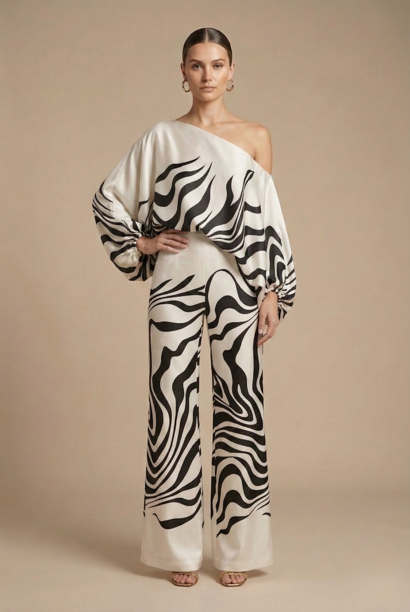 Priya Two-Piece Set Off-Shoulder Printed Wide-Leg