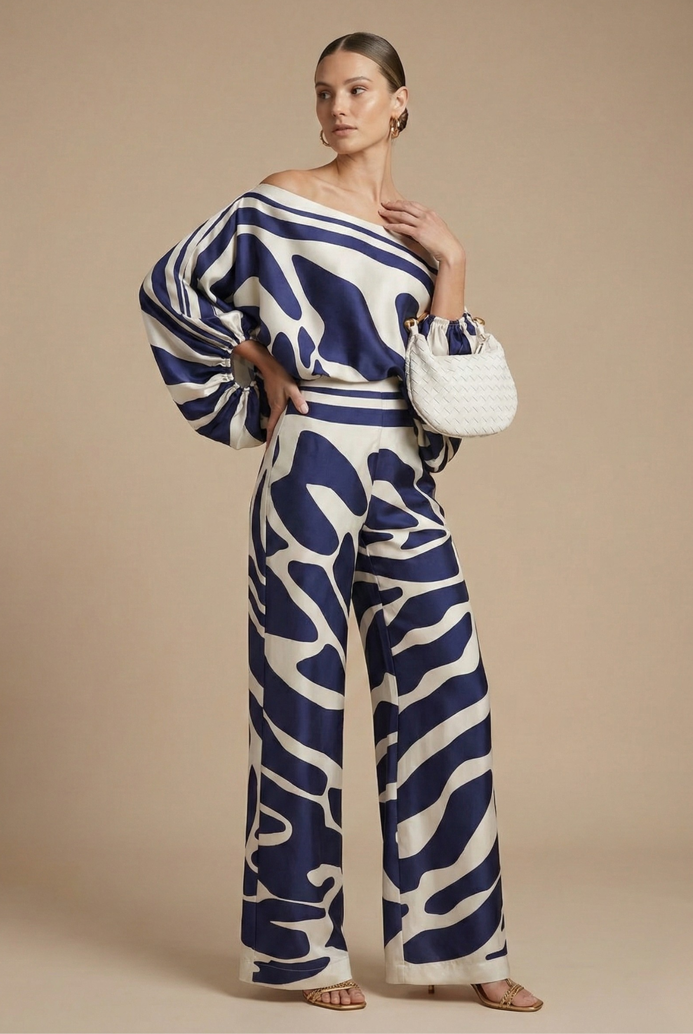 Priya Two-Piece Set Off-Shoulder Printed Wide-Leg