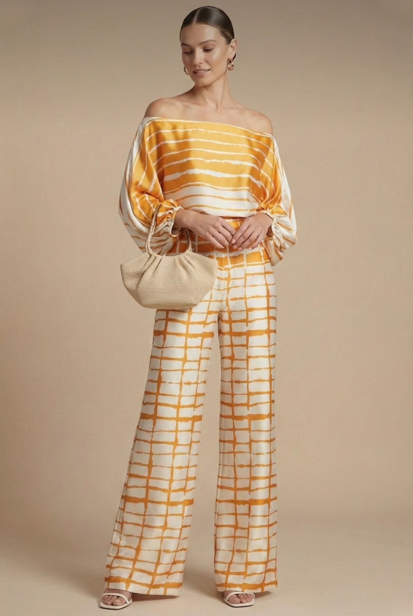 Priya Two-Piece Set Off-Shoulder Printed Wide-Leg