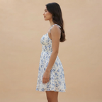 A-Line Floral Dress White Side View