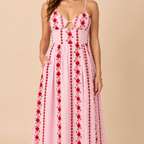 Adaline sleeveless shirt dress in red, close-up detail view, designed by Bella Hudson