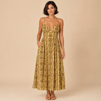 Adaline sleeveless shirt dress in yellow, front view, designed by Bella Hudson