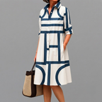celestine-midi-dress-geometric-print-collared-white-front-view-by-bella-hudson