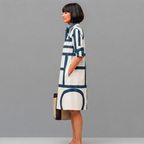 celestine-midi-dress-geometric-print-collared-white-left-side-view-by-bella-hudson