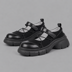 Women's Chunky Platform Mary Jane Shoes in British Style Leather