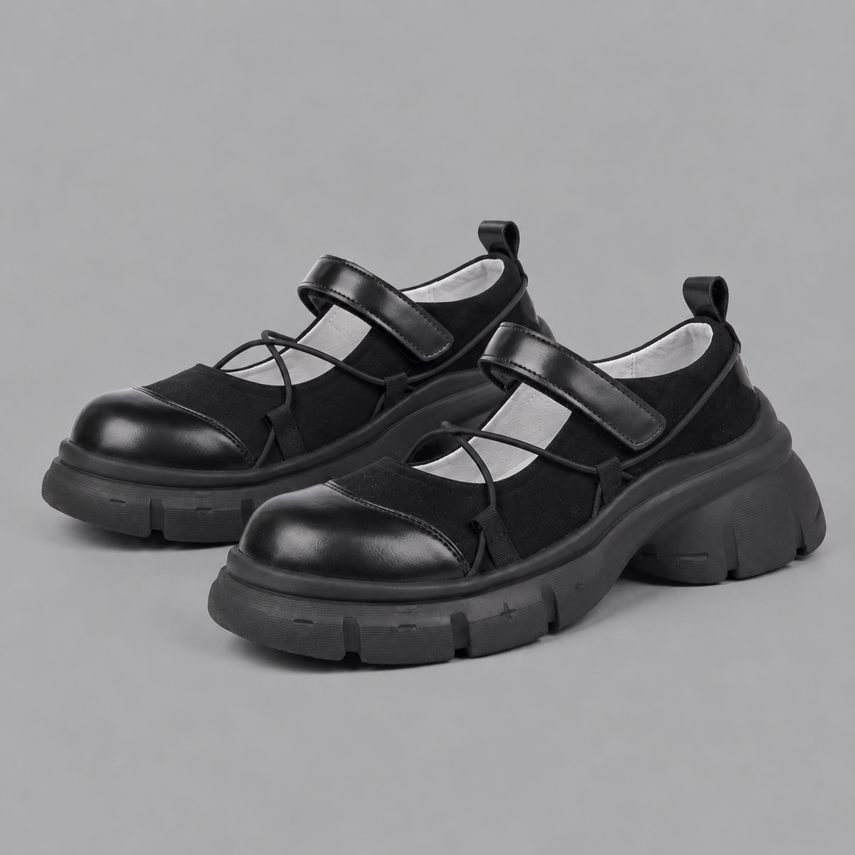 Women's Chunky Platform Mary Jane Shoes in British Style Leather
