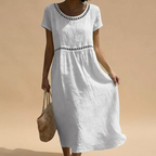Coralie Midi Dress Weib White Front View