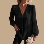 Elegant Long Sleeve Top Black Front View