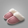 Pink Faux Suede Fuzzy Slippers for Women – Warm Cozy Indoor House Shoes