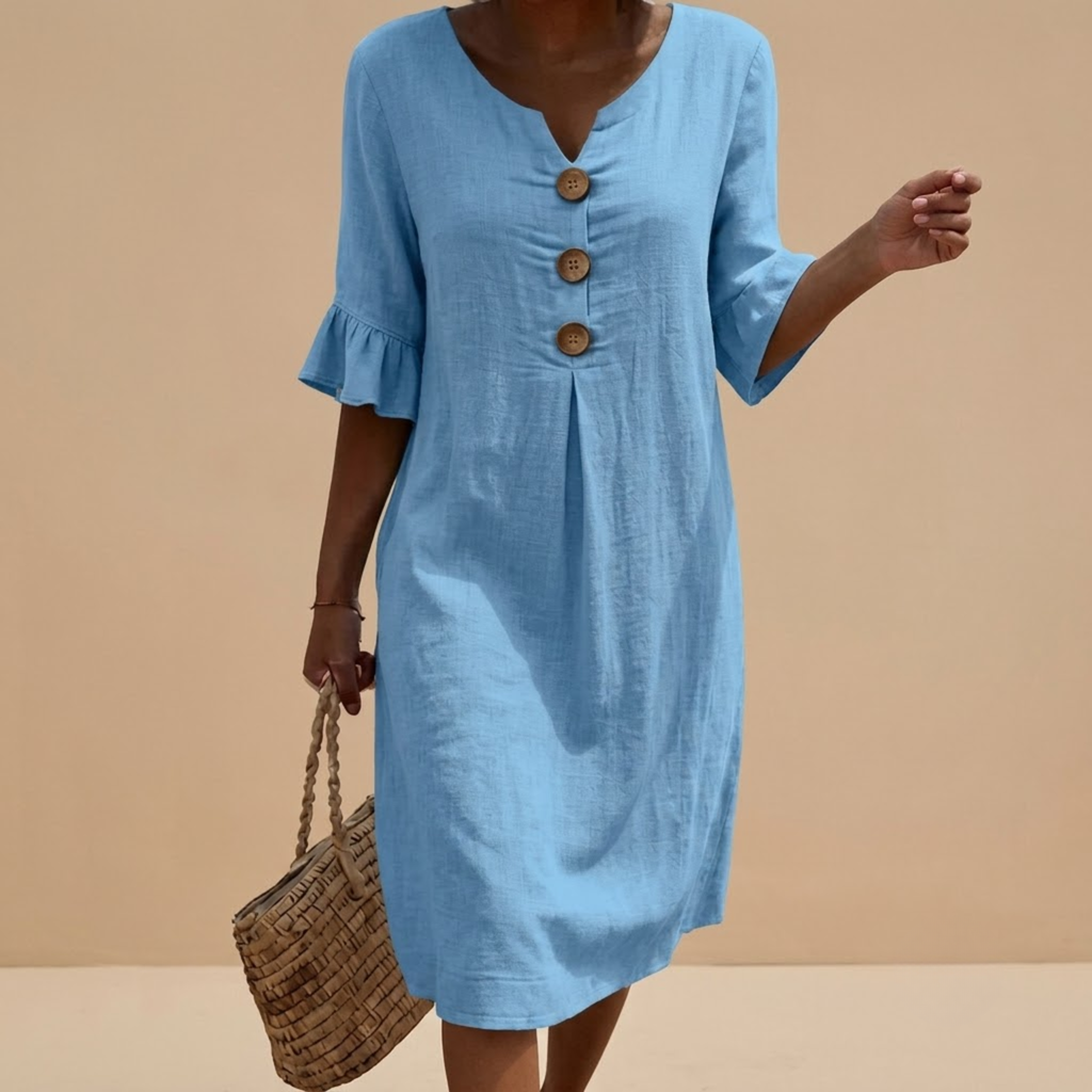 Flowy Midi Dress Blue Front View
