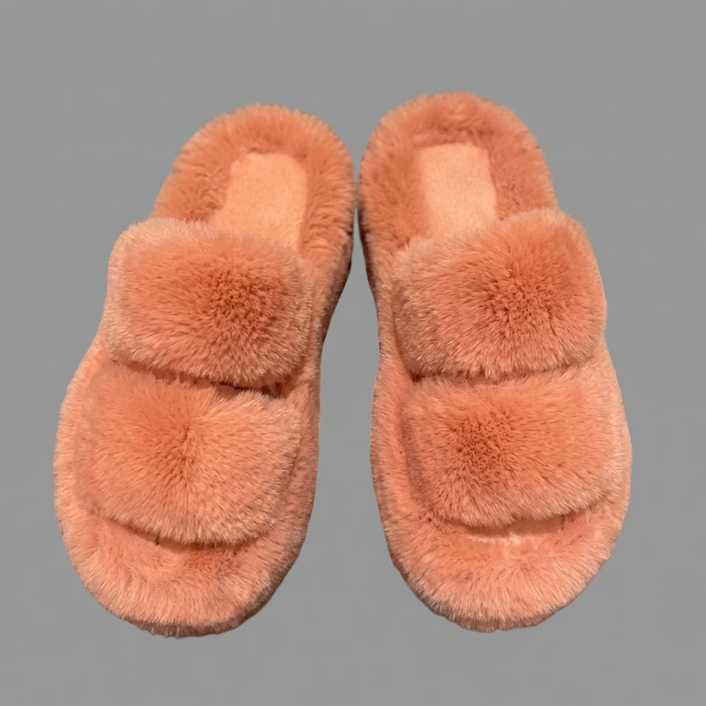 Pink Fuzzy Winter Slippers – Cozy Fur-Lined Indoor House Shoes for Women