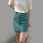 Maya Corduroy A-Line Mini Skirt High-Waist Pocket Detail