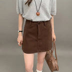 Maya Corduroy A-Line Mini Skirt High-Waist Pocket Detail