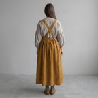 Vintage Cotton Linen Women's Dress – Square Neck, French Style