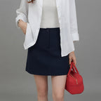 Maya Corduroy A-Line Mini Skirt High-Waist Pocket Detail