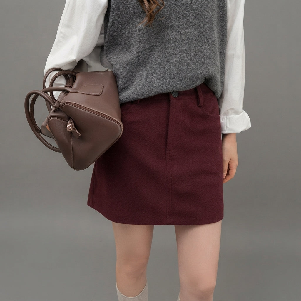Maya Corduroy A-Line Mini Skirt High-Waist Pocket Detail