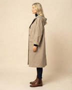 Helena Longline Button-Front Trench Coat for Women in Beige – Side View