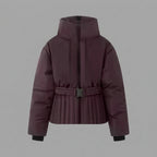 Women's Dark Maroon Hooded Padded Winter Jacket with Zipper Front