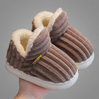 Grey Kids Cozy Fuzzy Slippers – Warm Non-Slip Winter House Shoes
