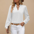 Lightweight Chiffon Top White Front View