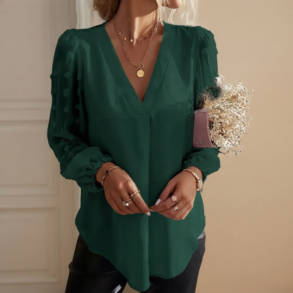 Lightweight Fashion Blouse Green Front View