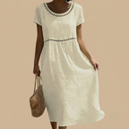 Lightweight Midi Dress White Front View