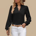 Long Sleeve Fashion Blouse Black Front View