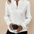 Marguerite Cable-Knit Sweater White Front View