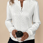 Marguerite Cable-Knit Sweater White Front View
