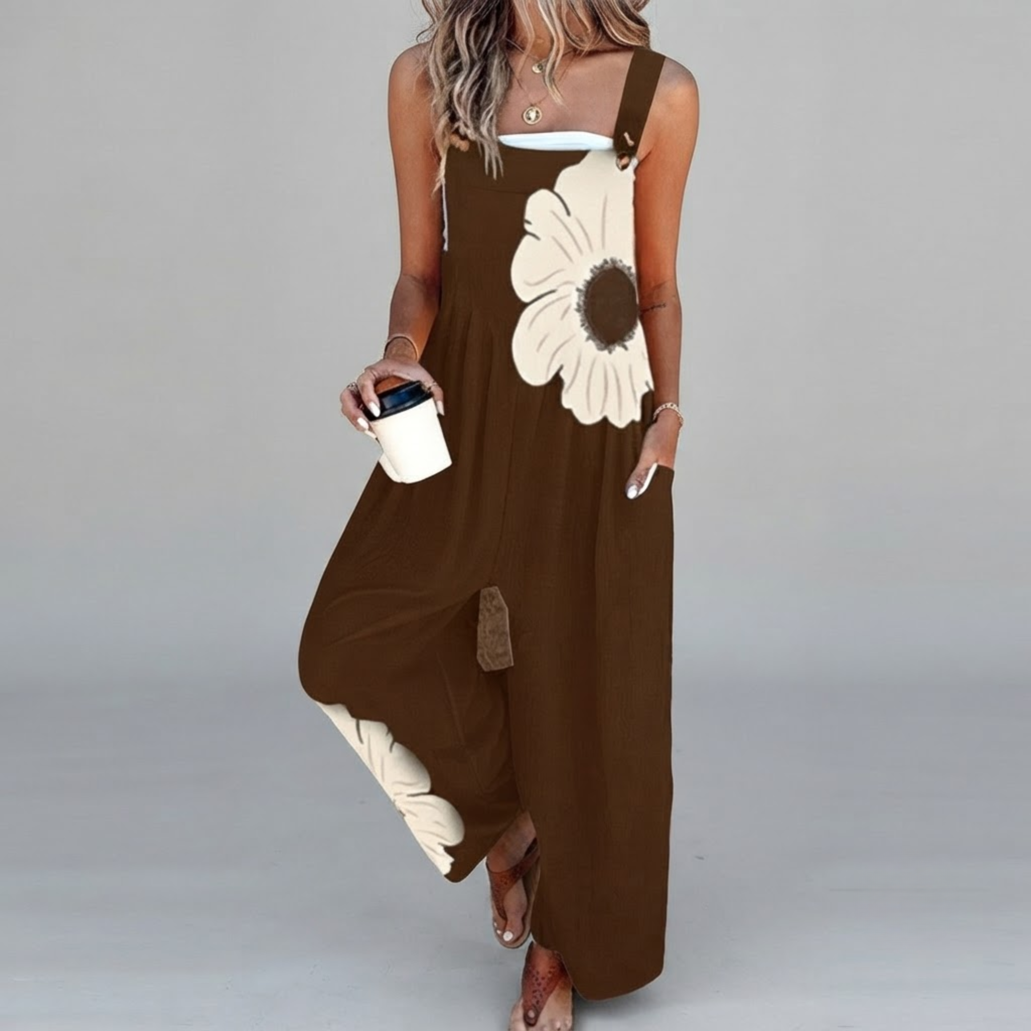 marlowe-jumpsuit-floral-print-wide-leg-brown-front-view-by-bella-hudson