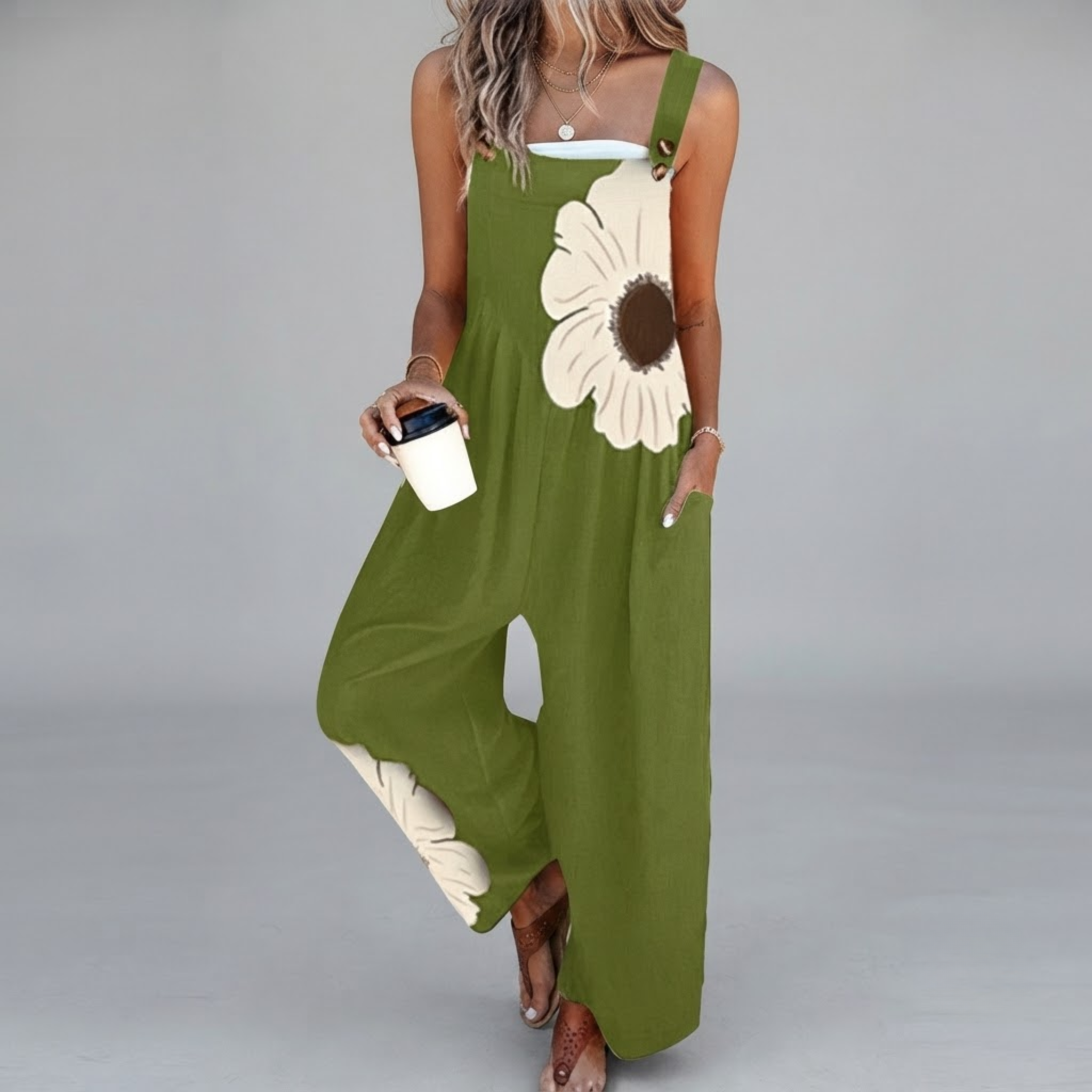 marlowe-jumpsuit-floral-print-wide-leg-green-front-view-by-bella-hudson
