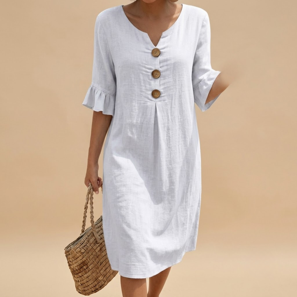 Petronella Midi Dress White Front View