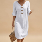 Petronella Midi Dress White Front View