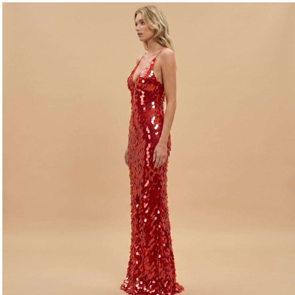 Plunge_Neck_Evening_Dress_Red-SideView