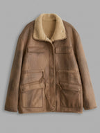 Reversible Suede Winter Jacket for Women – Thick Warm Motorcycle Coat
