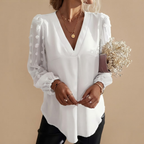 Rosalind Swiss Dot Blouse White Front View