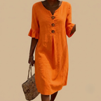 Ruffle Sleeve Midi Dress Orange Front View