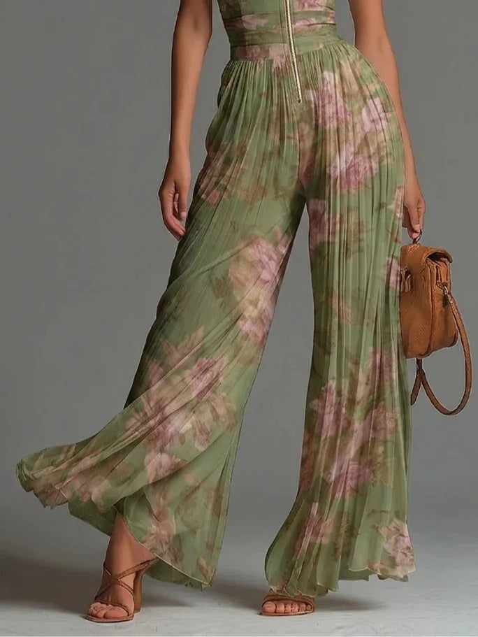 Cassidy Jumpsuit Pleated Halter Wide-Leg