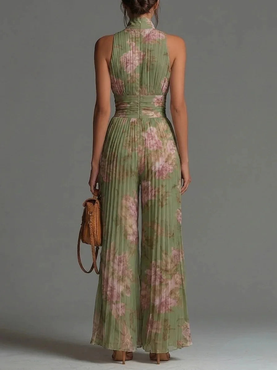 Cassidy Jumpsuit Pleated Halter Wide-Leg