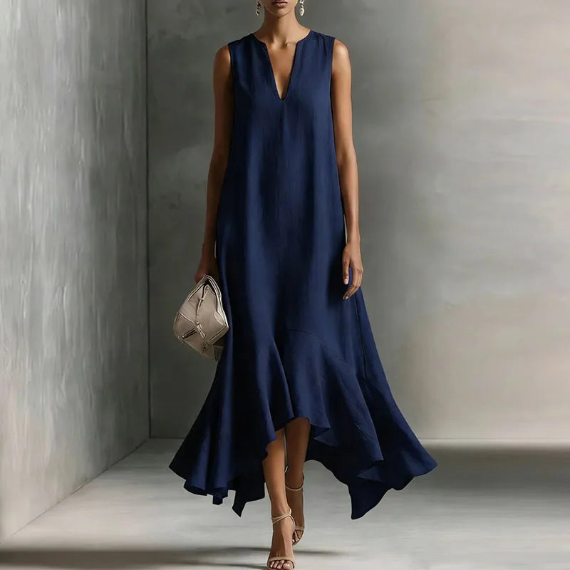 Andrea Sundress V-Neck Flowy Ruffle-Hem