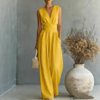 Lily Jumpsuit V-Neck Sleeveless Wide-Leg