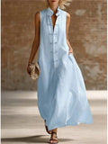 Savrani Maxi Dress Lightweight Frog-Button Pocket