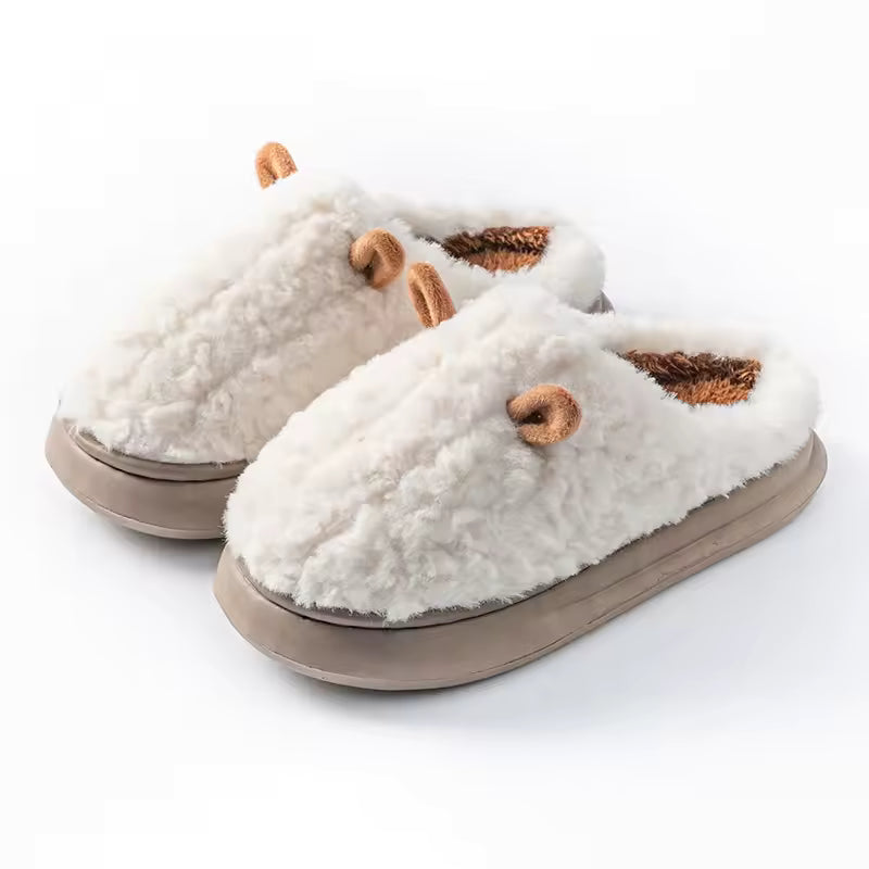 Mabel Plush-Lined Mule Slippers Fuzzy Upper Thick Sole