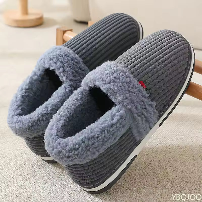 Sienna Faux-Fur Lined Slip-On Slippers Ribbed Upper Cushioned Sole