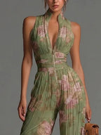 Cassidy Jumpsuit Pleated Halter Wide-Leg