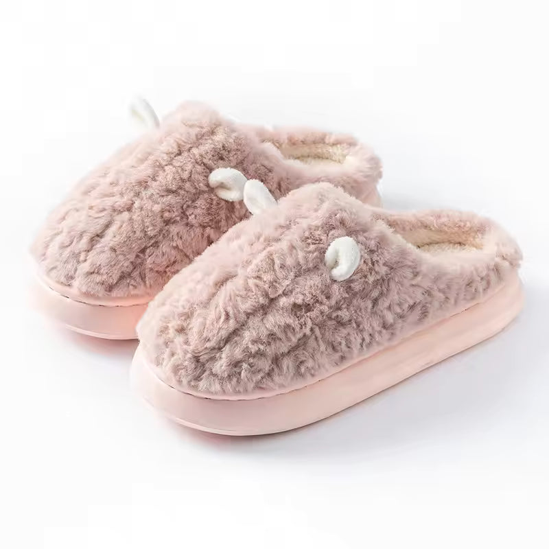 Mabel Plush-Lined Mule Slippers Fuzzy Upper Thick Sole
