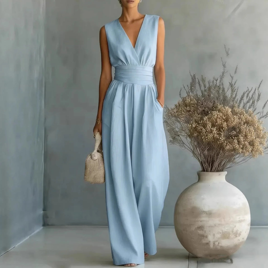 Lily Jumpsuit V-Neck Sleeveless Wide-Leg